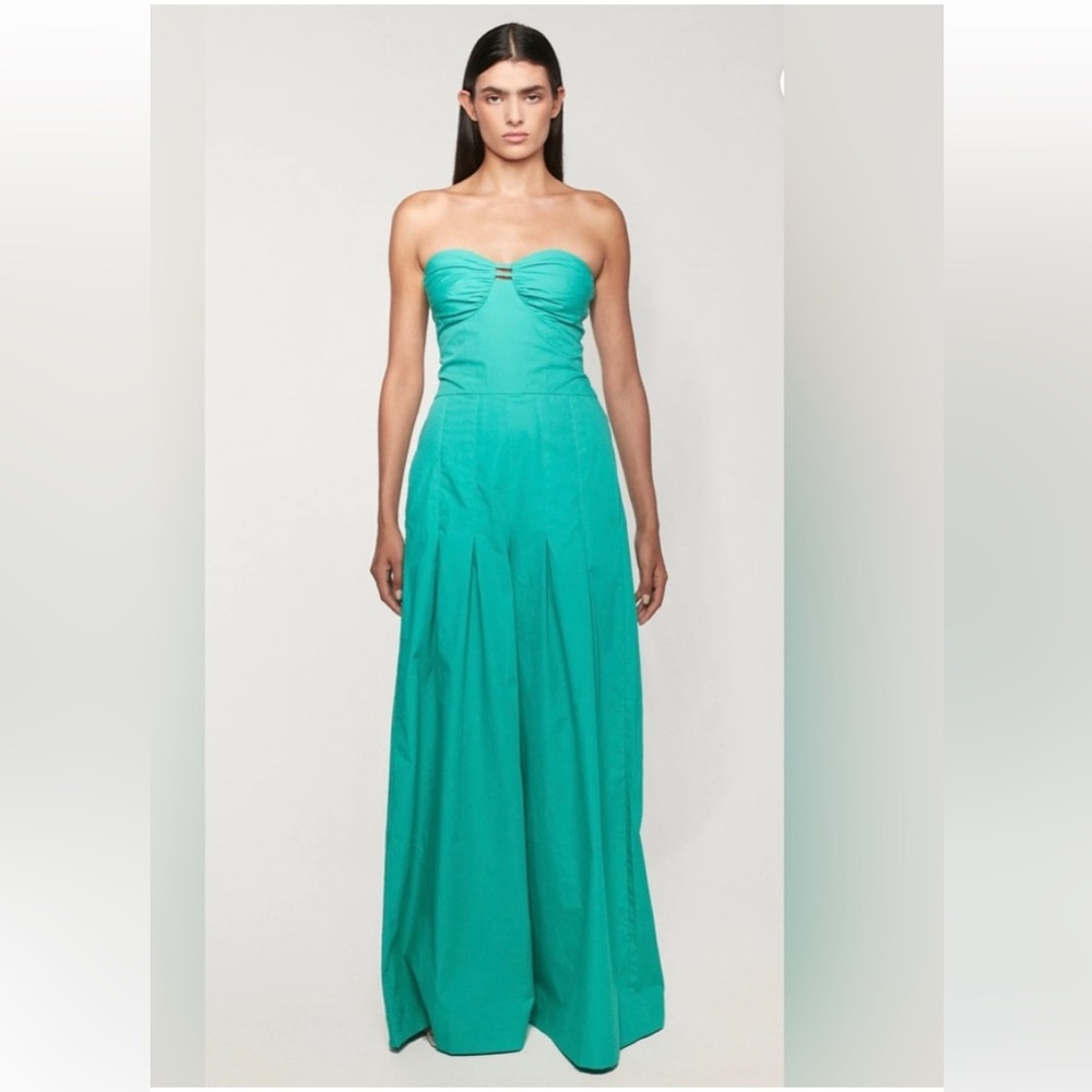 Chic Teal Strapless Jumpsuit